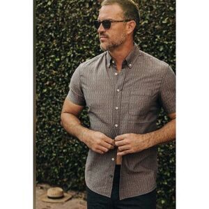Taylor Stitch The Short Sleeve Jack In Brown Cocoa Dobby Men’s Button Down S 38
